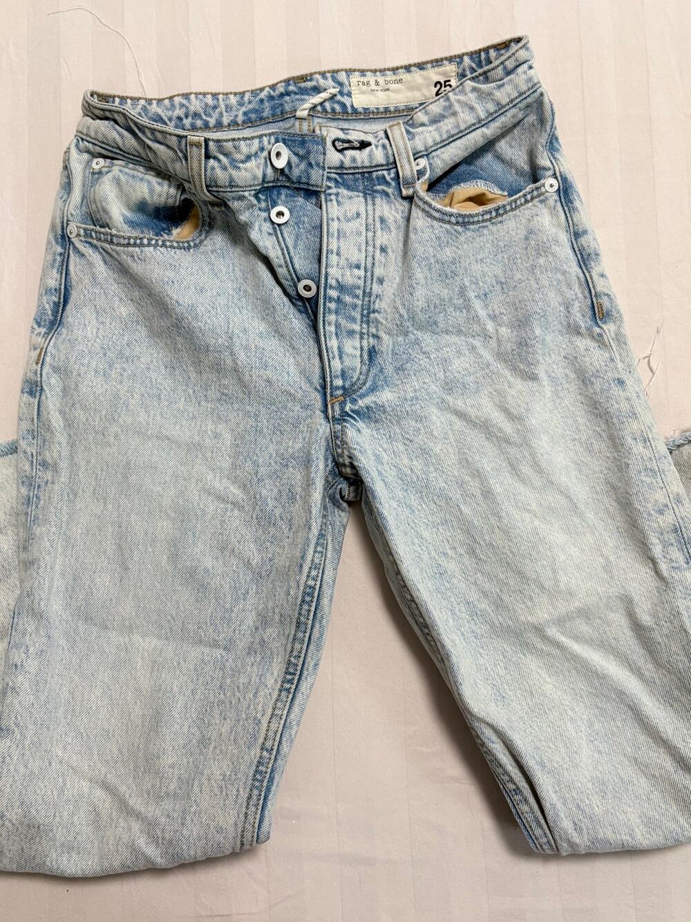Rag & Bone New York Light Wash High Rise Straight Leg Sz 25